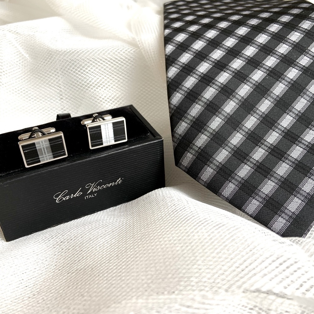 Carlo Visconti Tie and Cufflinks Gift Box Set / Italian Design / Ties / Cufflink